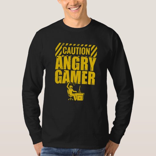 Let op: Angry Gamer Video Game Player PC Console G T-shirt (Voorkant)