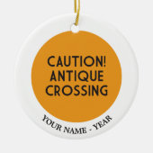 Let op! Antiek kruising Keramisch Ornament (Voorkant)