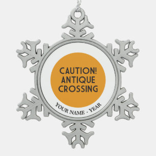 Let op! Antiek kruising Tin Sneeuwvlok Ornament