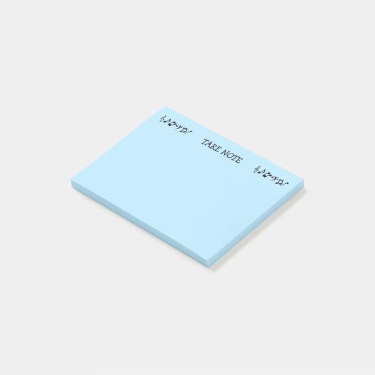 Let op blauwe Muzieknoten Post-it® Notes (Schuin)