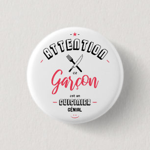 Let op ce garçon est un cuisinier génial ronde button 3,2 cm