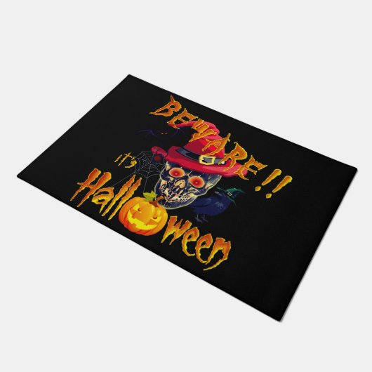 Let op dat het Halloween Skull en Pumpkin is Deurmat (Schuin)