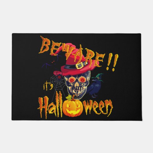 Let op dat het Halloween Skull en Pumpkin is Deurmat (Voorkant)