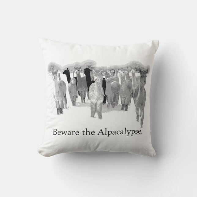 Let op de Alpacalypse - Funny Nerd Humor Pun Kussen (Voorkant)
