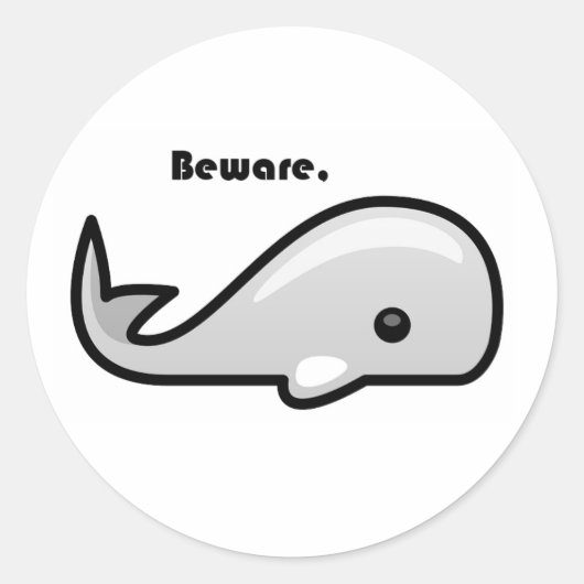Let op de Cartoon Witte walvis Ronde Sticker (Voorkant)