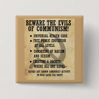 Let op de gebeurtenissen van het communisme! Knoop Vierkante Button 5,1 Cm