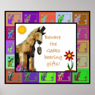 Let op de Geeks met cadeaus Poster