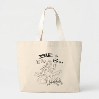 Let op de harde vis grote tote bag