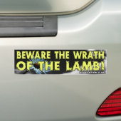 Let op de Wrath van de Lamb! Bumpersticker (Op auto)