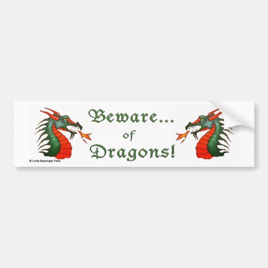 Let op Dragons Bumpersticker (Voorkant)