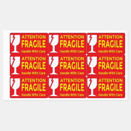 Let op fragiele Stickers - omgaan met zorgschip (Vel)