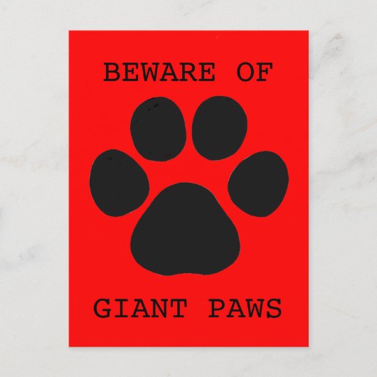 Let op het Briefkaart van Giant Paws (Voorkant)
