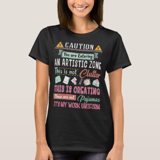 Let op het invoeren van kunstzinnige Zone Scrapboo T-shirt (Voorkant)