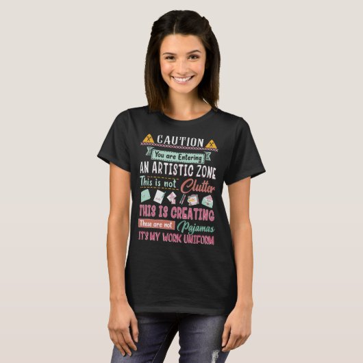 Let op het invoeren van kunstzinnige Zone Scrapboo T-shirt (Voorkant volledig)