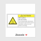 Let op het label voor warm oppervlak (Vel)