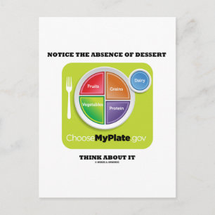 Let op het ontbreken van dessert en denk erover na briefkaart