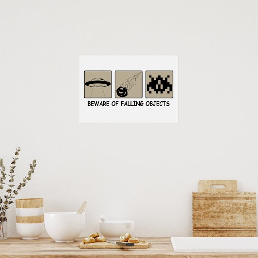 Let op het Poster Falling Objects (Keuken)