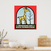 Let op het Poster van de Kwaad Giraffes (Keuken)
