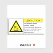 Let op hete oppervlakken in het etiket sticker (Vel)