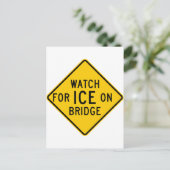 Let op ijs op Bridge Highway Sign Briefkaart (Staand voorkant)