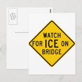 Let op ijs op Bridge Highway Sign Briefkaart (Voorkant / Achterkant)