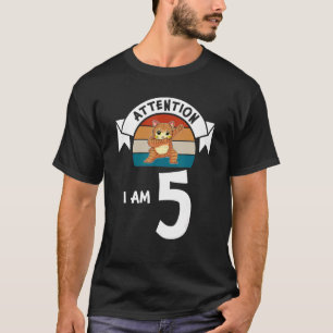 Let op: Ik ben 5 kat 5th Birthday Boy Birthday T-shirt