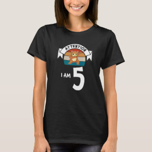 Let op: Ik ben 5 kat 5th Birthday Boy Birthday T-shirt