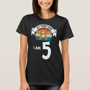 Let op: Ik ben 5 kat 5th Birthday Boy Birthday T-shirt