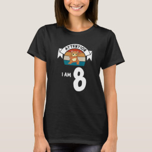 Let op: Ik ben 8 kat 8th Birthday Boy Birthday T-shirt