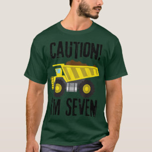 Let op! Ik ben zeven. Kind — Dump Truck Constructi T-shirt