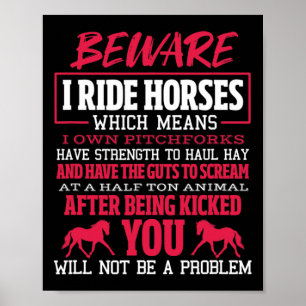 Let op: ik Ride Horse Riding Equestrian Poster