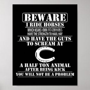 Let op: ik rijd paardenrennen voor paarden poster
