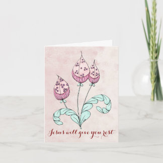Let op Kaart met drie grillige bloemen
