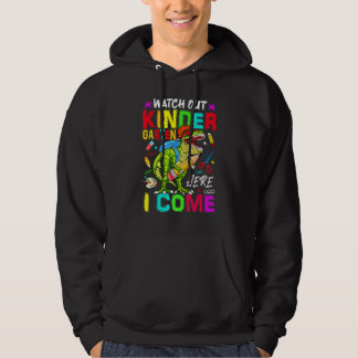 Let op kleuterschool hier kom ik dinosauriërs teru hoodie