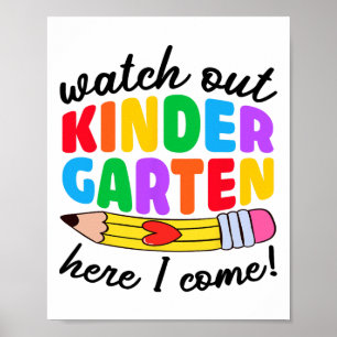 Let op kleuterschool hier kom ik komische kinderen poster