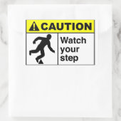 LET OP! Let op uw stap Rechthoekige Sticker (Tas)