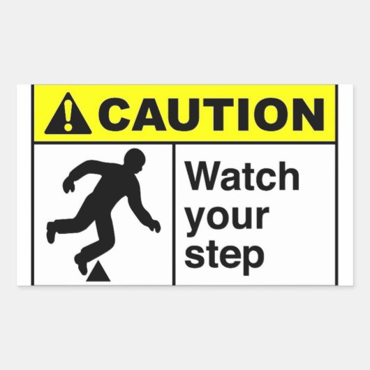 LET OP! Let op uw stap Rechthoekige Sticker (Voorkant)
