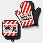 Let op Mam is het koken van grafische koks Ovenwant & Pannenlap Set (Voorkant / Achterkant)