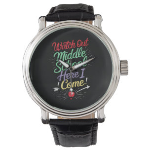 Let op, middelbare school, daar kom ik aan school horloge