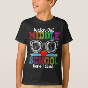 Let op middelbare school hier kom ik grappige teru t-shirt