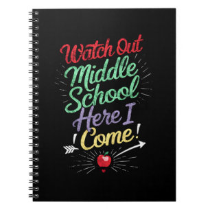 Let op, middelbare school, hier kom ik school notitieboek