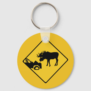 Let op: Moose, Traffic Sign, Canada Sleutelhanger