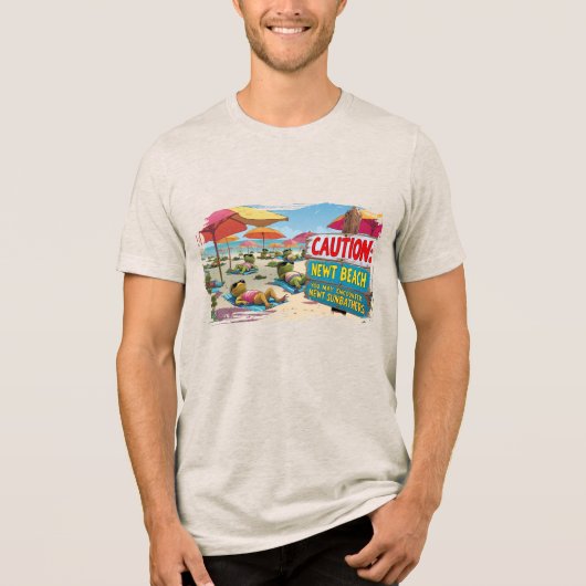 Let op: Newt Beach Tri-Blend Shirt (Voorkant)