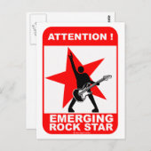 Let op! opkomende rockster ! briefkaart (Voorkant / Achterkant)