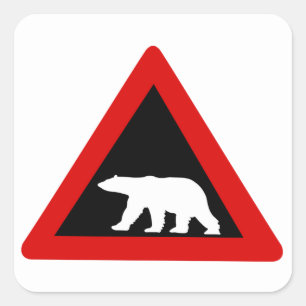 Let op: Polar Beren, Traffic Sign, Noorwegen Vierkante Sticker