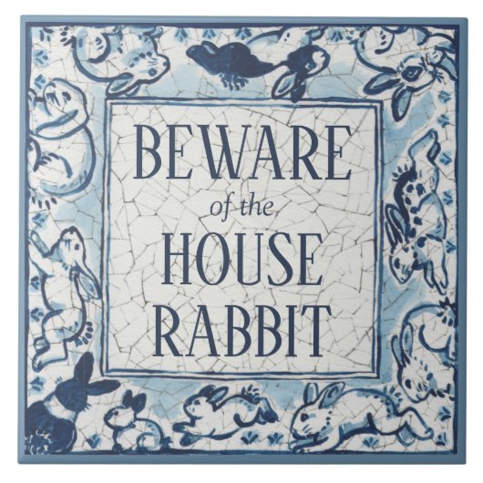 Let op: Rabbit Delft Blue White Sign Dedham Tegeltje (Voorkant)