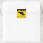Let op uw stap vierkante sticker (Tas)