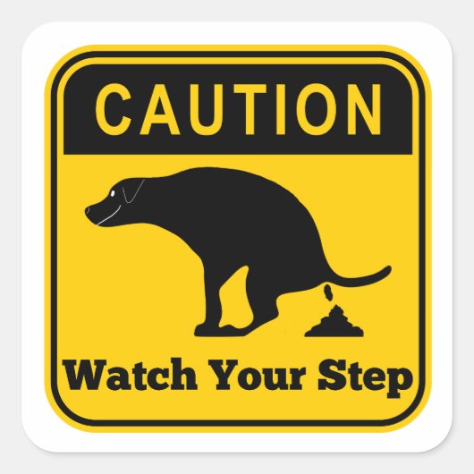 Let op uw stap vierkante sticker (Voorkant)