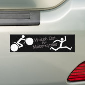 Let op voor motorfietsen - B/W Bumpersticker (Op auto)