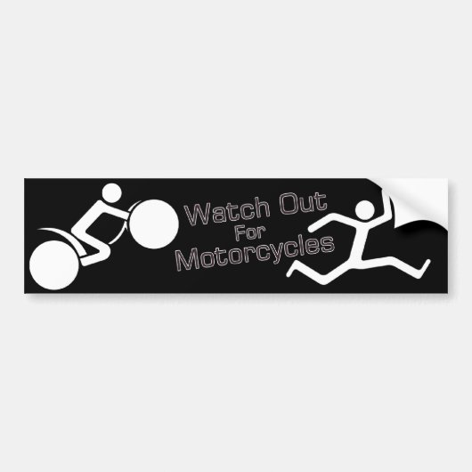 Let op voor motorfietsen - B/W Bumpersticker (Voorkant)
